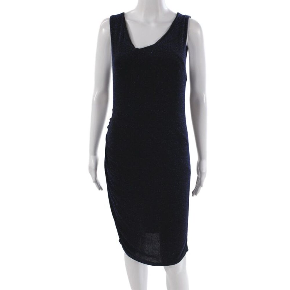 Alice + Olivia Women Bodycon Sleeveless Dress Blue Scoop Neck Party Zip Size S